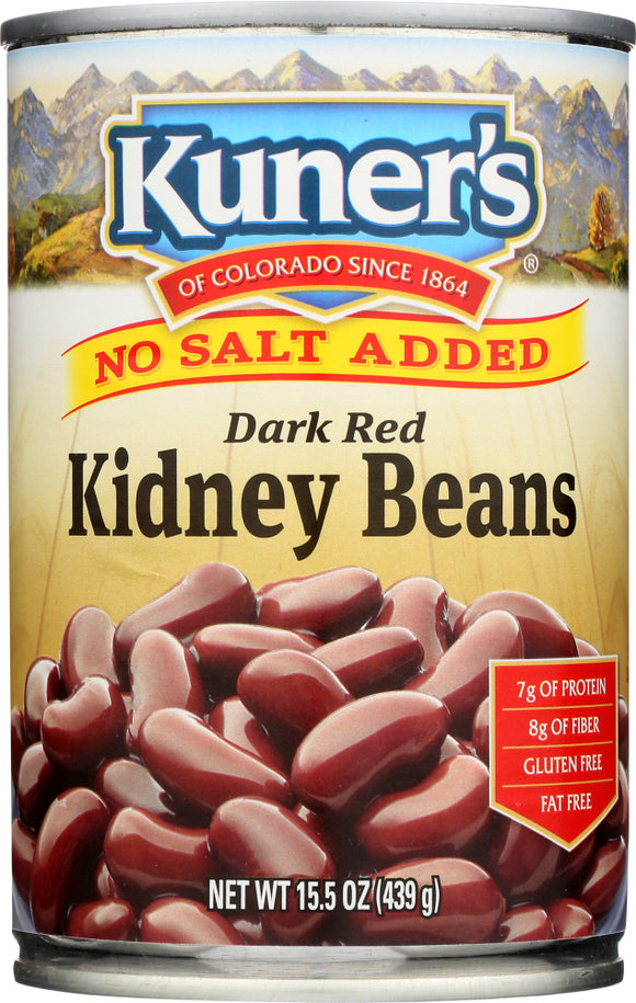 KUNER'S: Dark Red Kidney Beans No Salt Added, 15 Oz